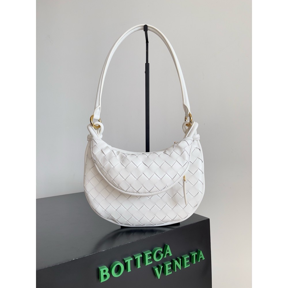 Bottega Veneta Gemelli Small Bag in White Intrecciato Lambskin BVBS12299