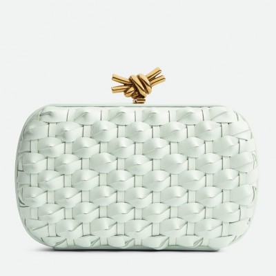 Bottega Veneta Knot Minaudiere Clutch In Glacier Intreccio Leather BVBS12369