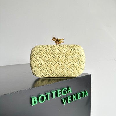 Bottega Veneta Knot Minaudiere Clutch In Ice Cream Foulard Intreccio Leather BVBS12372