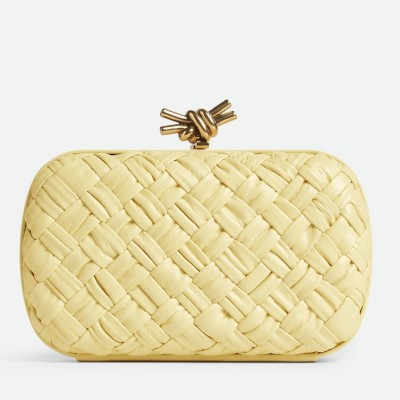 Bottega Veneta Knot Minaudiere Clutch In Ice Cream Foulard Intreccio Leather BVBS12372