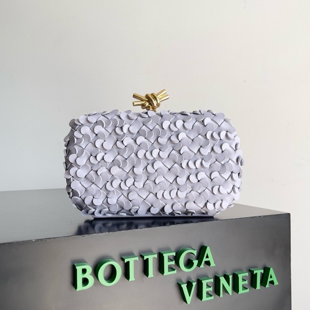 Bottega Veneta Knot Minaudiere Clutch in Oyster Sequins Lambskin BVBS12374