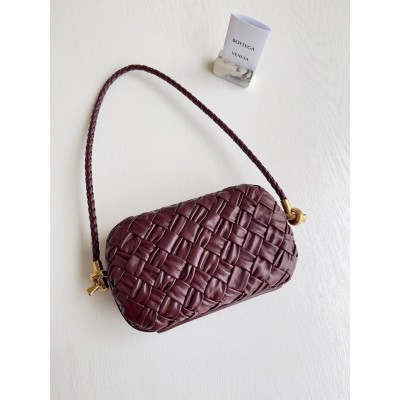 Bottega Veneta Knot Minaudiere On Strap In Barolo Foulard Intreccio Leather BVBS12385