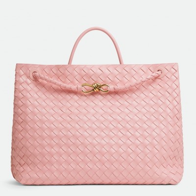 Bottega Veneta Large Andiamo Bag in Pink Intrecciato Lambskin BVBS12018