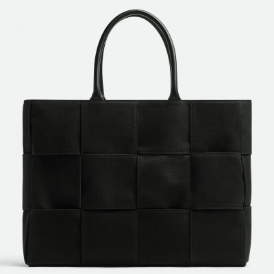 Bottega Veneta Large Arco Tote Bag In Black Intrecciato Canvas BVBS12547