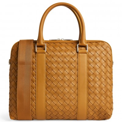 Bottega Veneta Large Briefcase In Brown Intrecciato Calfskin BVBS12070