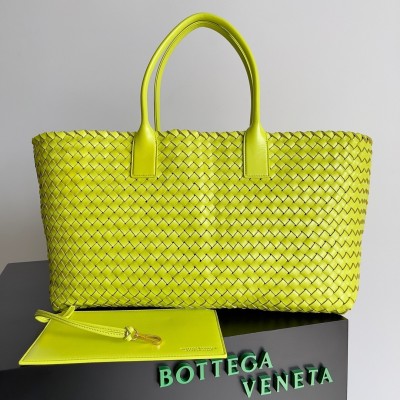 Bottega Veneta Large Cabat Bag In Acid Kiwi Intrecciato Lambskin BVBS12089