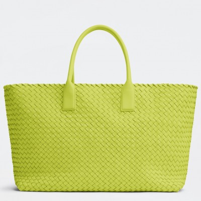 Bottega Veneta Large Cabat Bag In Acid Kiwi Intrecciato Lambskin BVBS12089