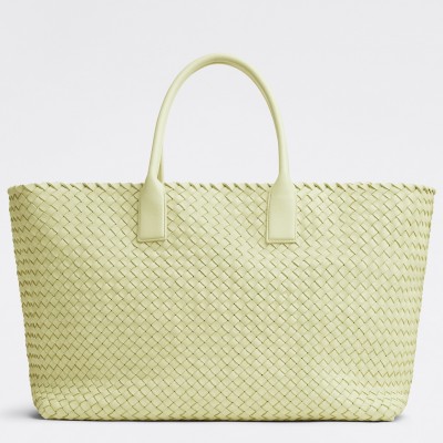 Bottega Veneta Large Cabat Bag In Zest Washed Intrecciato Lambskin BVBS12091