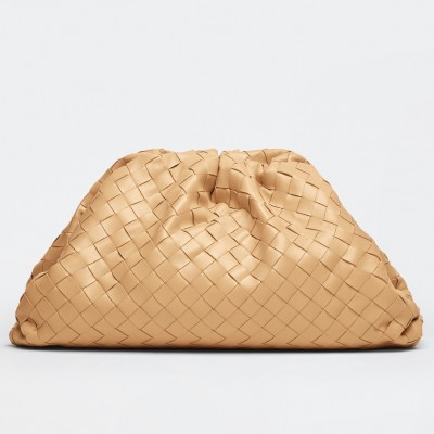 Bottega Veneta Large Pouch Clutch In Beige Intrecciato Lambskin BVBS12244