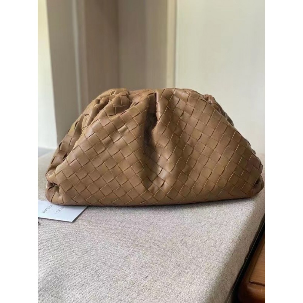 Bottega Veneta Large Pouch Clutch In Caramel Intrecciato Lambskin BVBS12245