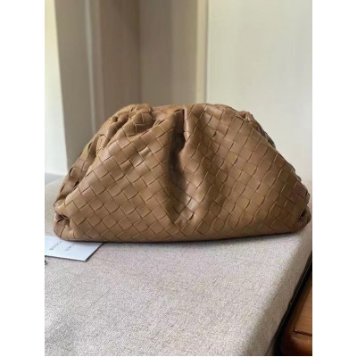 Bottega Veneta Large Pouch Clutch In Caramel Intrecciato Lambskin BVBS12245