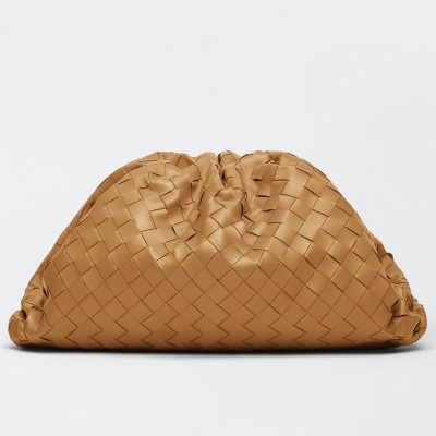 Bottega Veneta Large Pouch Clutch In Caramel Intrecciato Lambskin BVBS12245