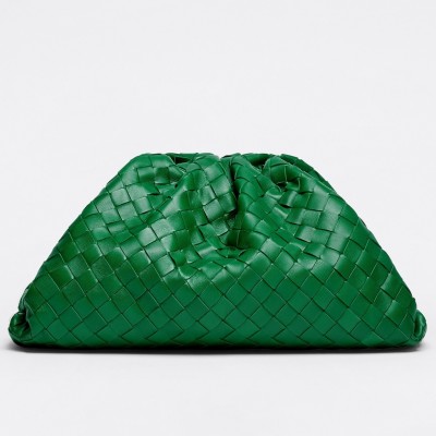 Bottega Veneta Large Pouch Clutch In Green Intrecciato Lambskin BVBS12246