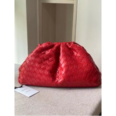 Bottega Veneta Large Pouch Clutch In Red Intrecciato Lambskin BVBS12248