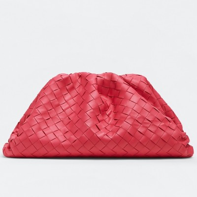 Bottega Veneta Large Pouch Clutch In Red Intrecciato Lambskin BVBS12248