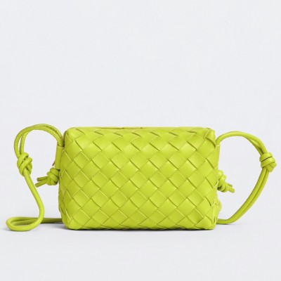 Bottega Veneta Loop Mini Bag In Kiwi Intrecciato Lambskin BVBS12398