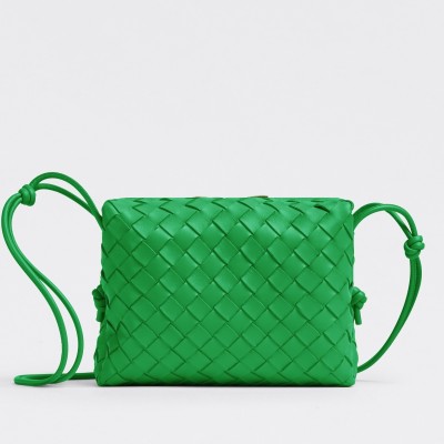 Bottega Veneta Loop Small Bag In Green Intrecciato Lambskin BVBS12400