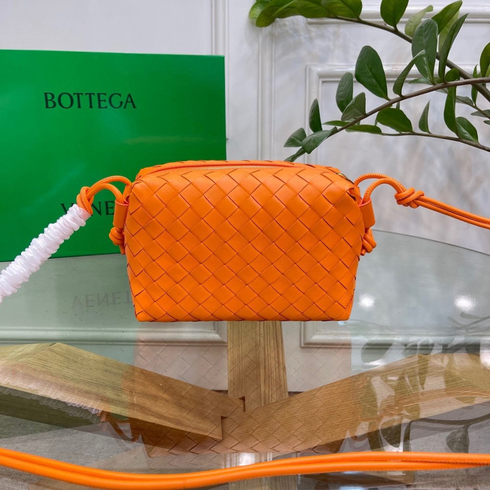 Bottega Veneta Loop Small Bag In Orange Intrecciato Lambskin BVBS12402