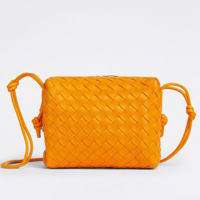 Bottega Veneta Loop Small Bag In Orange Intrecciato Lambskin BVBS12402