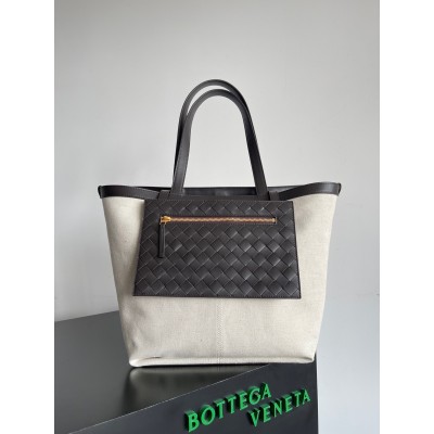 Bottega Veneta Medium Flip Flap Bag in Canvas with Fondant Leather BVBS12503