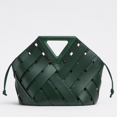 Bottega Veneta Medium Point Bag In Green Intrecciato Leather BVBS12449