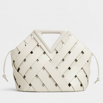 Bottega Veneta Medium Point Bag In White Intrecciato Leather BVBS12451