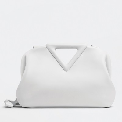 Bottega Veneta Medium Point Top Handle Bag In White Leather BVBS12439