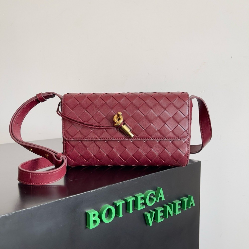 Bottega Veneta Mini Andiamo Cross-Body Bag in Barolo Intrecciato Lambskin BVBS12280