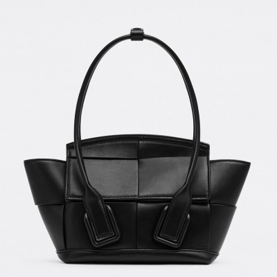 Bottega Veneta Mini Arco Bag In Black Intrecciato Calfskin BVBS12047