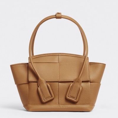 Bottega Veneta Mini Arco Bag In Caramel Intrecciato Leather BVBS12048