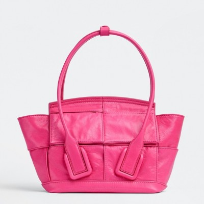 Bottega Veneta Mini Arco Bag In Pink Intrecciato Leather BVBS12049