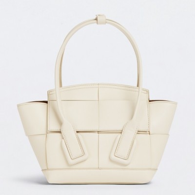 Bottega Veneta Mini Arco Bag In White Intrecciato Calfskin BVBS12050