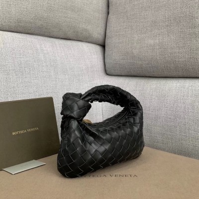 Bottega Veneta Mini BV Jodie Bag In Black Woven Leather BVBS12349