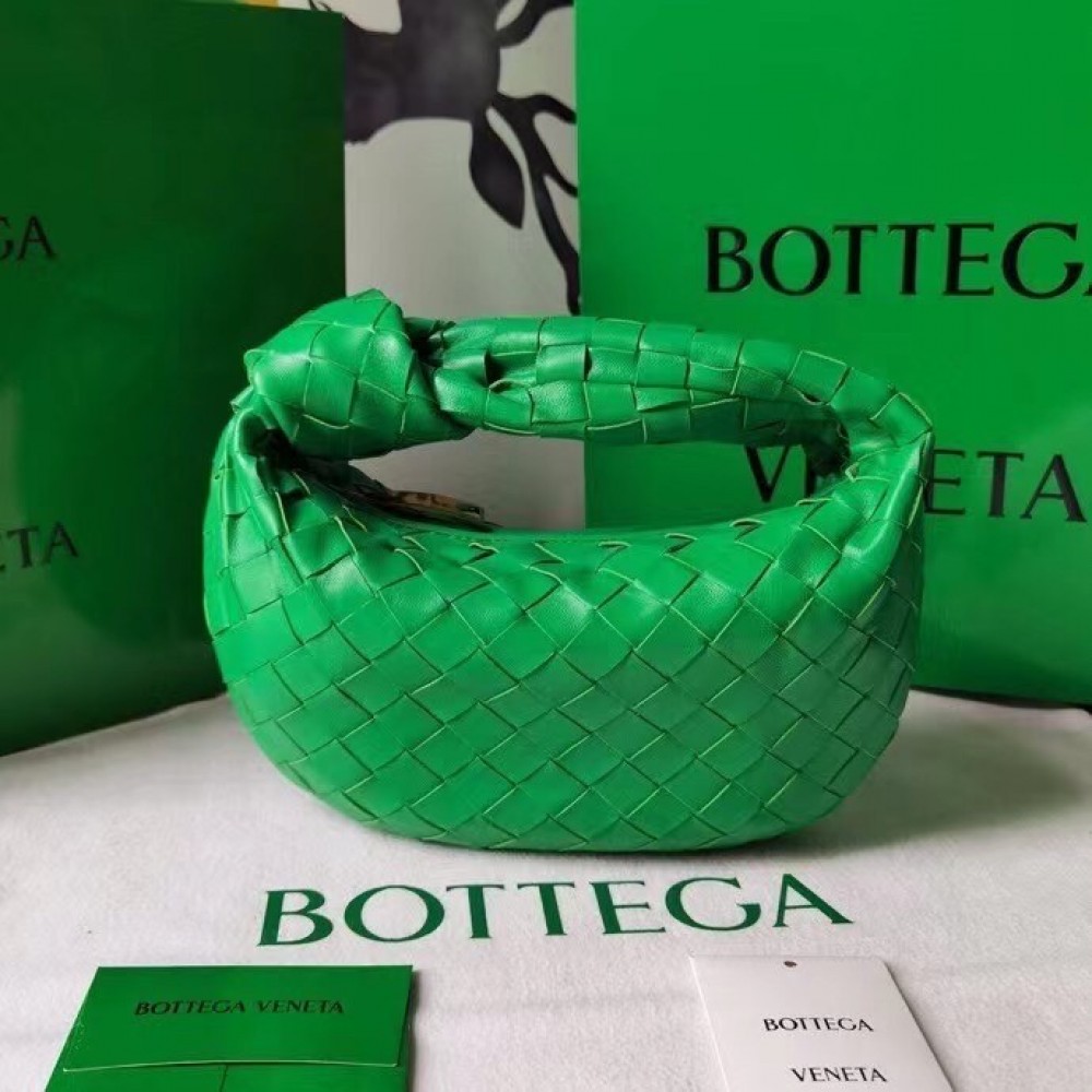 Bottega Veneta Mini BV Jodie Bag In Green Woven Leather