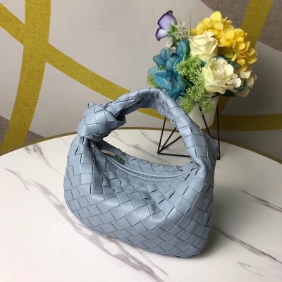 Bottega Veneta Mini BV Jodie Bag In Light Blue Woven Leather BVBS12354