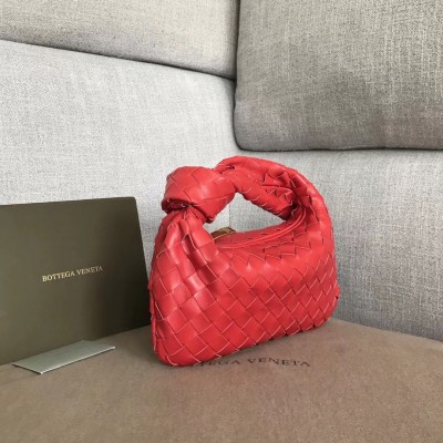 Bottega Veneta Mini BV Jodie Bag In Red Woven Leather BVBS12358