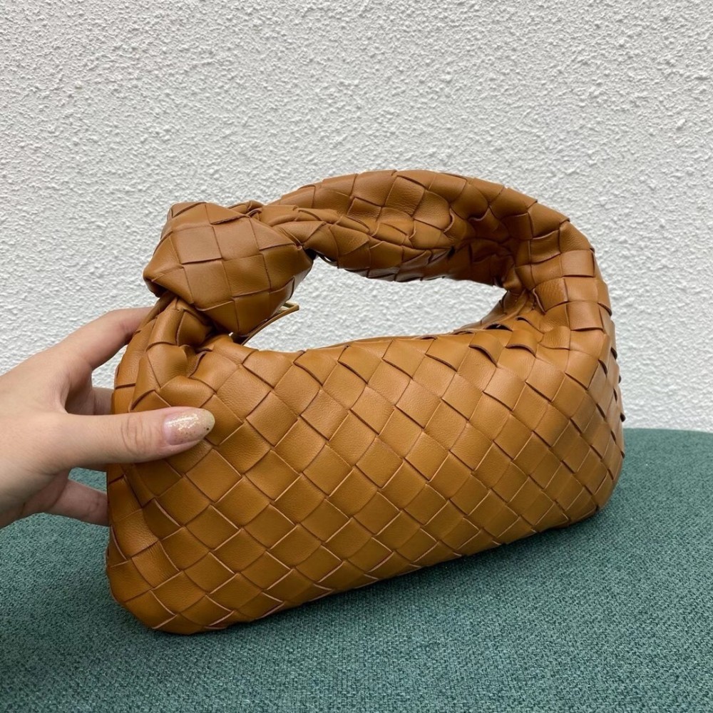 Bottega Veneta Mini BV Jodie Bag In Sandalwood Woven Leather