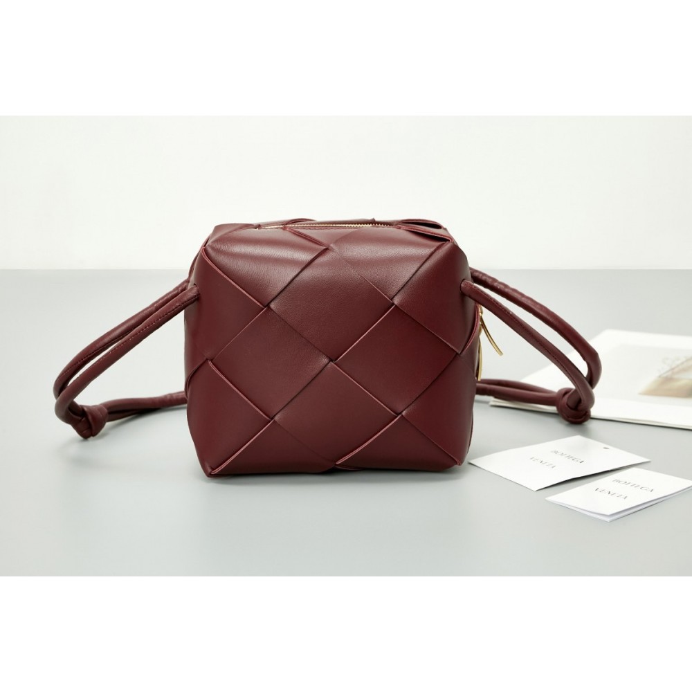 Bottega Veneta Mini Cassette Camera Bag In Bordeaux Lambskin BVBS12273