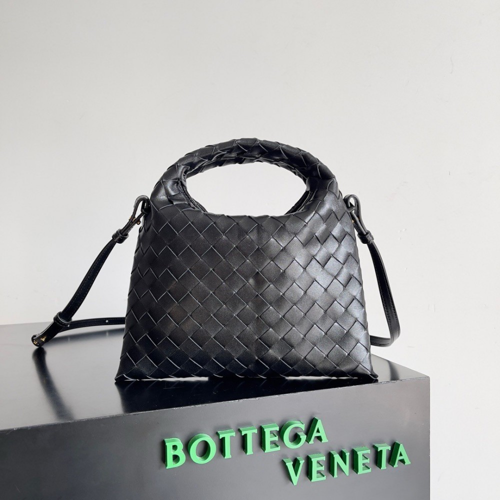 Bottega Veneta Mini Hop Bag in Black Intrecciato Calfskin BVBS12300