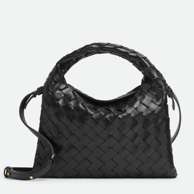 Bottega Veneta Mini Hop Bag in Black Intrecciato Calfskin BVBS12300