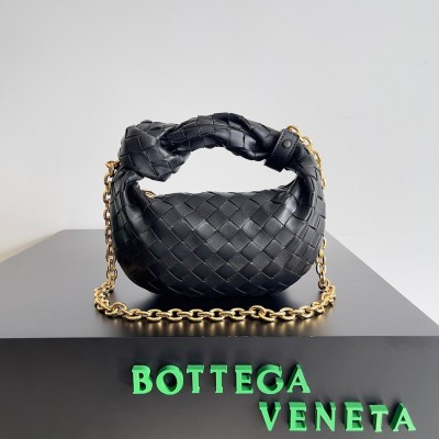 Bottega Veneta Mini Jodie Chain Bag In Black Intrecciato Lambskin BVBS12364