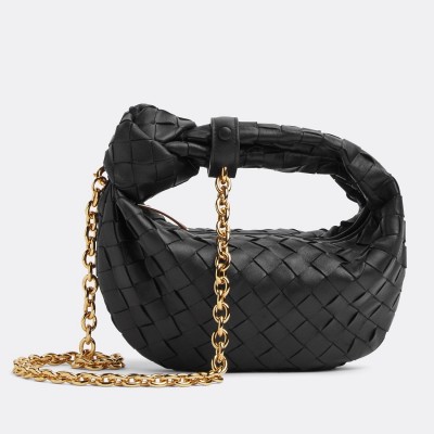 Bottega Veneta Mini Jodie Chain Bag In Black Intrecciato Lambskin BVBS12364