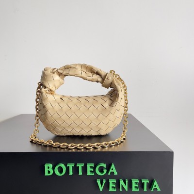 Bottega Veneta Mini Jodie Chain Bag In Porridge Intrecciato Lambskin BVBS12365