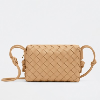 Bottega Veneta Mini Loop Bag In Beige Intrecciato Lambskin BVBS12403