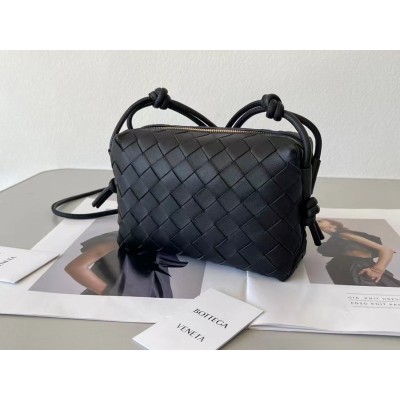 Bottega Veneta Mini Loop Bag In Black Intrecciato Lambskin BVBS12404