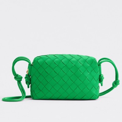 Bottega Veneta Mini Loop Bag In Green Intrecciato Lambskin BVBS12406