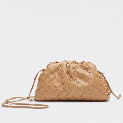 Bottega Veneta Mini Pouch In Beige Intrecciato Lambskin BVBS12461