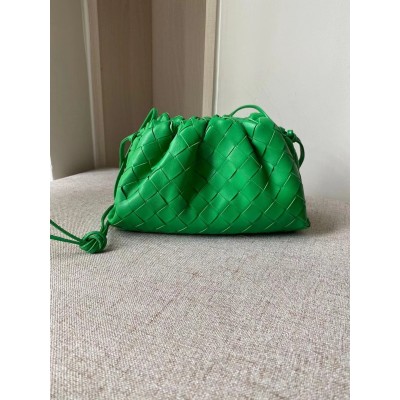 Bottega Veneta Mini Pouch In Green Intrecciato Lambskin BVBS12471