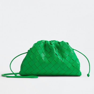 Bottega Veneta Mini Pouch In Green Intrecciato Lambskin BVBS12471