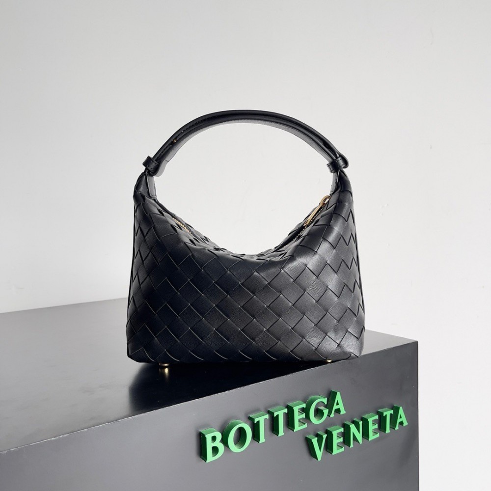 Bottega Veneta Mini Wallace Bag in Black Intrecciato Calfskin BVBS12515